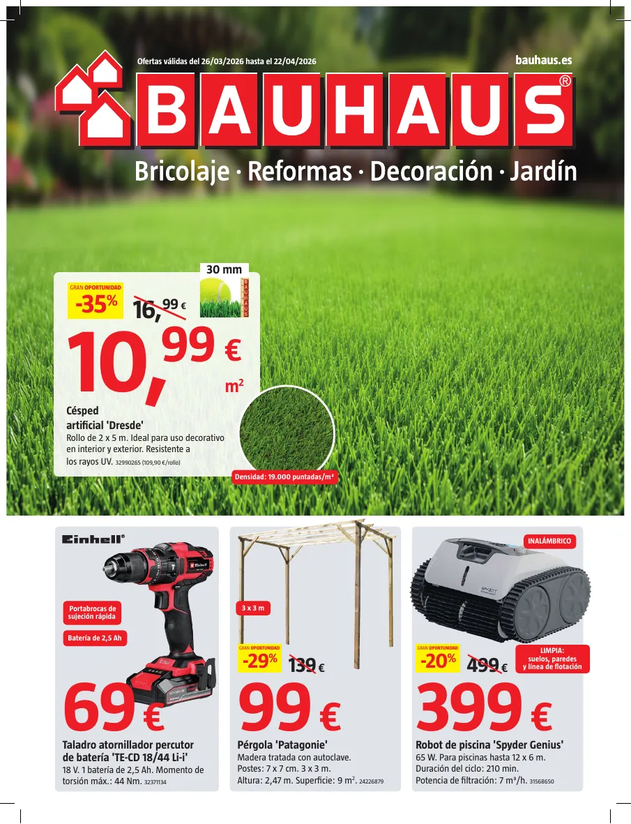 Catálogo bricolaje, reforma, decoración y jardín 2026 Bauhause
