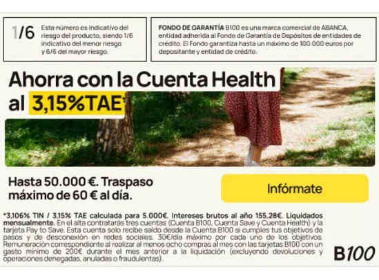 Ahorra con la Cuenta Healt al 3.15% TAE  